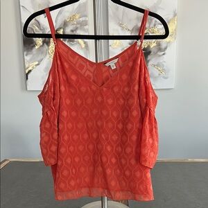 Guess Orange Blouse with Cold Shoulder Design